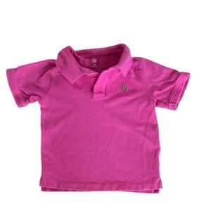 Baby Gap Boys Pink Pique Short Sleeve Polo With Teddy on Lapel Size 4 Years